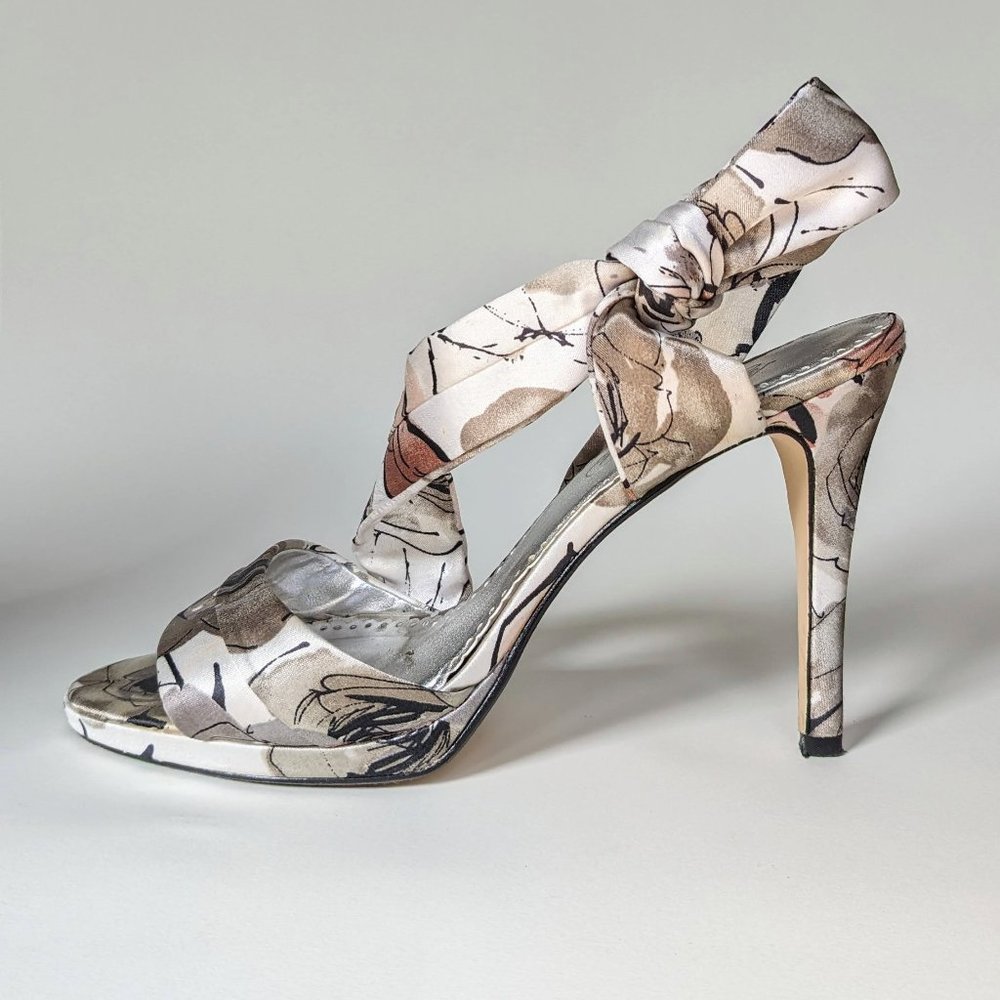 Michelangelo Gray Floral Strap David's Bridal Heels
